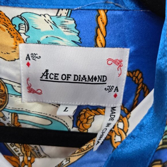 Ace of Diamond Long Sleeve Button Down Men's Shirt Large - Picture 6 of 7